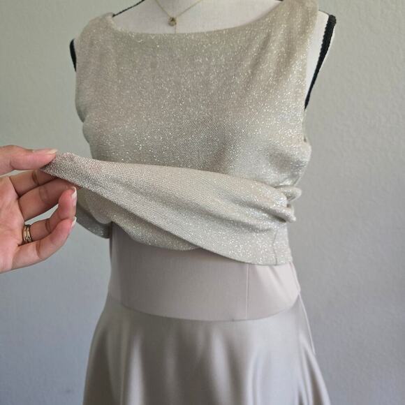 Arianna Womens Vintage Maxi Gown Dress Size 8 Champagne Metallic romantic Formal - Picture 4 of 9